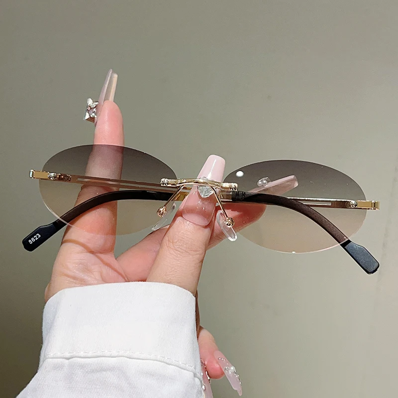 Designer Sunglasses - Gafas de sol ovaladas sin montura