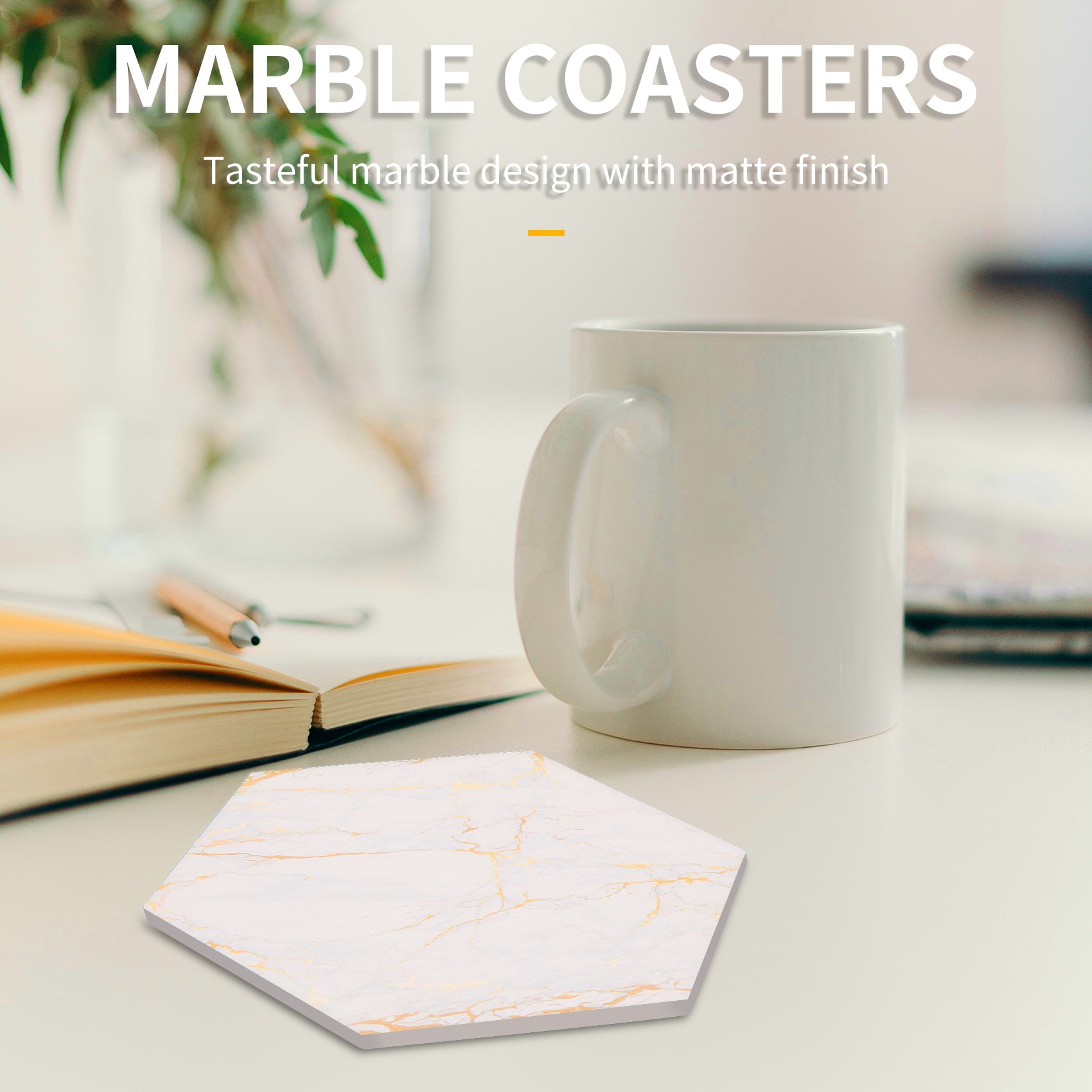 Marble Coaster Set - 8 posavasos para bebidas absorbentes con