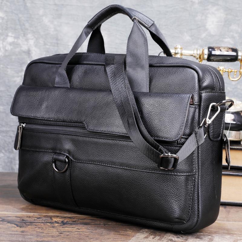 Leather Briefcase - Bolso grande de cuero genuino para