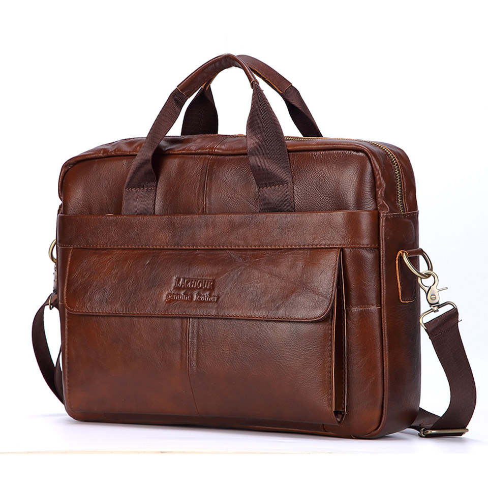 Leather Briefcase - Bolsos de cuero genuino para hombre,