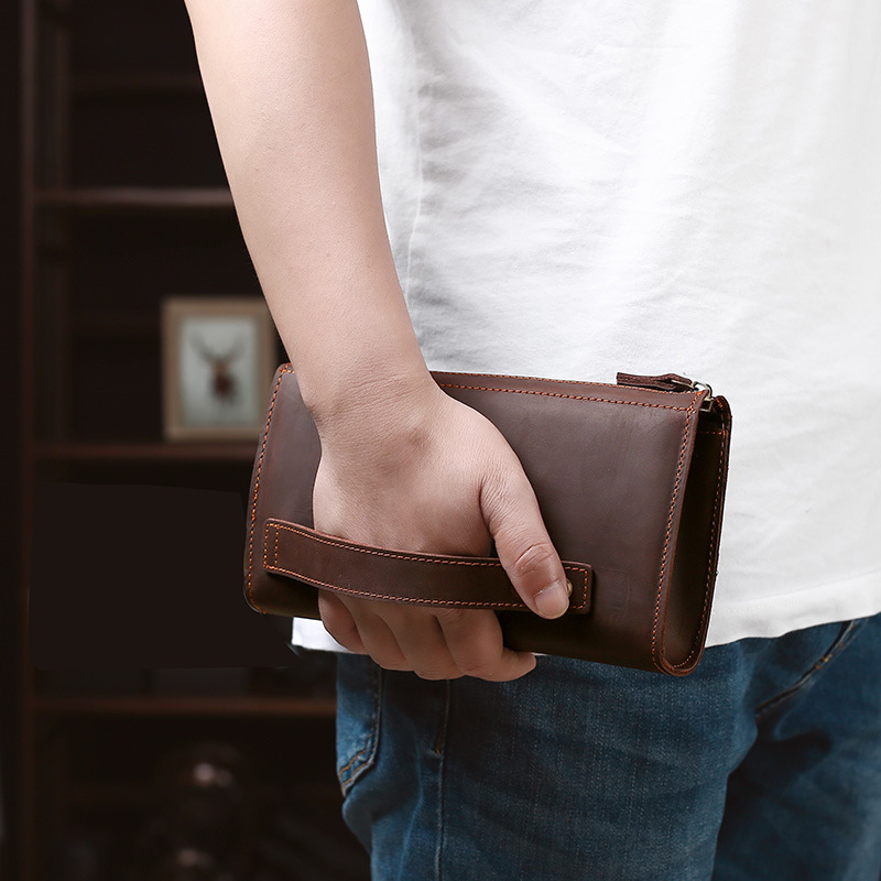 Leather Wallet Men - Carteras largas de cuero de vaca