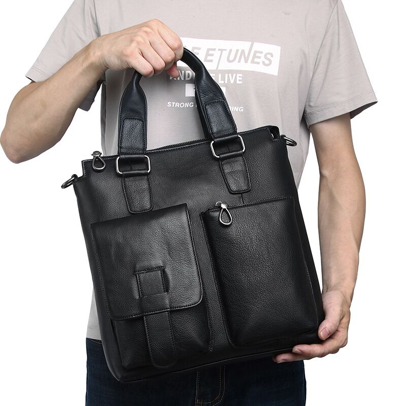 Leather Briefcase - Bolso de mano Vertical para hombre,