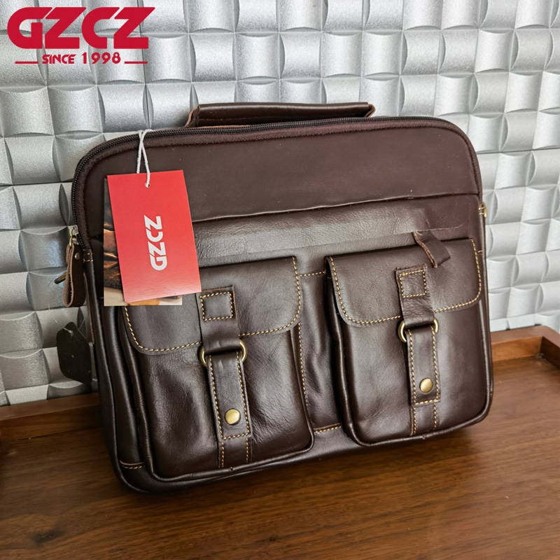 Leather Briefcase - Bolso de Mano para Hombre GZCZ,