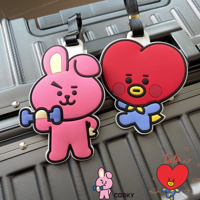 Travel Luggage Set - Llavero de dibujos animados BT21, lindo