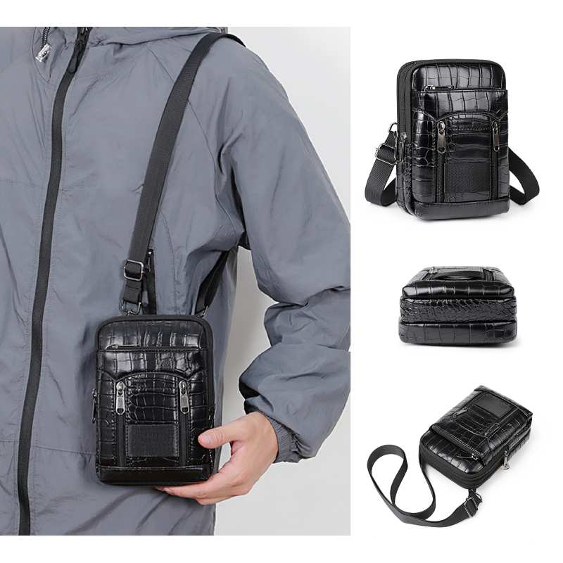 Leather Wallet Men - Bolso de hombro tipo bandolera con