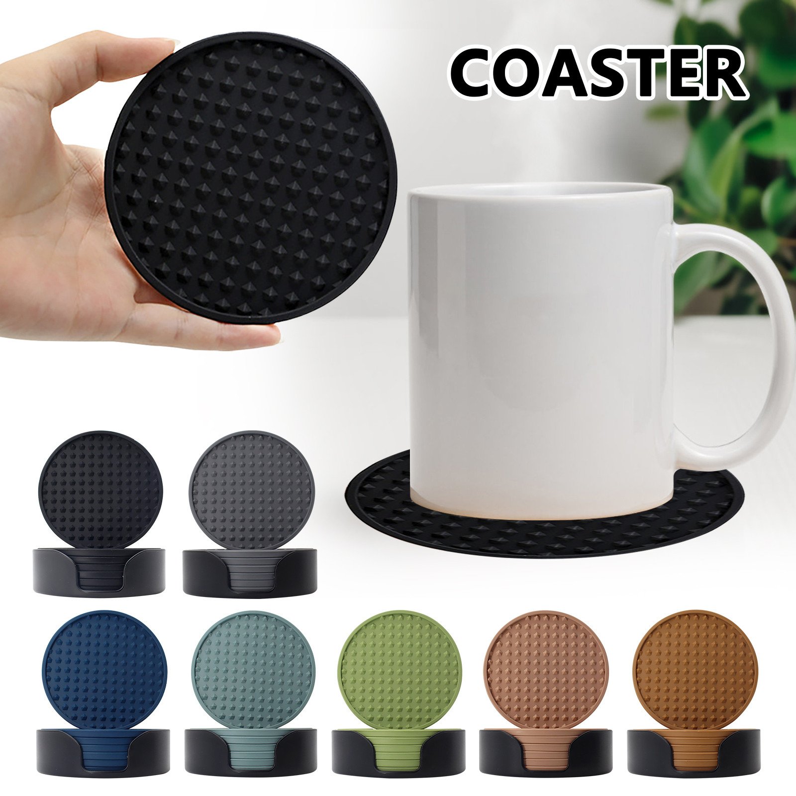 Marble Coaster Set - Posavasos de silicona antideslizante para beber,