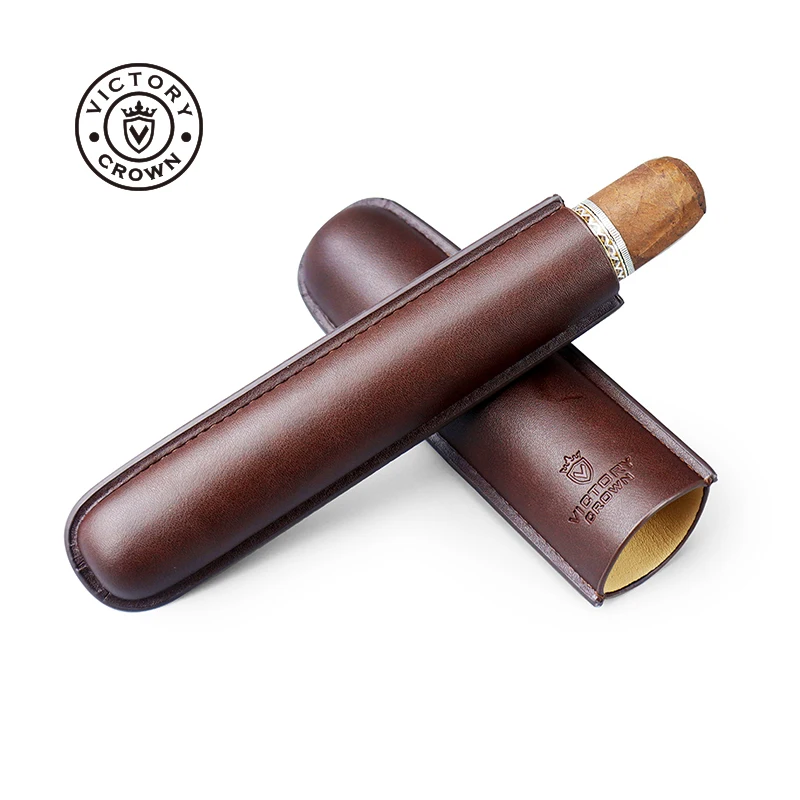 Premium Cigar Case - Tubo de cuero para cigarros, Humidificador