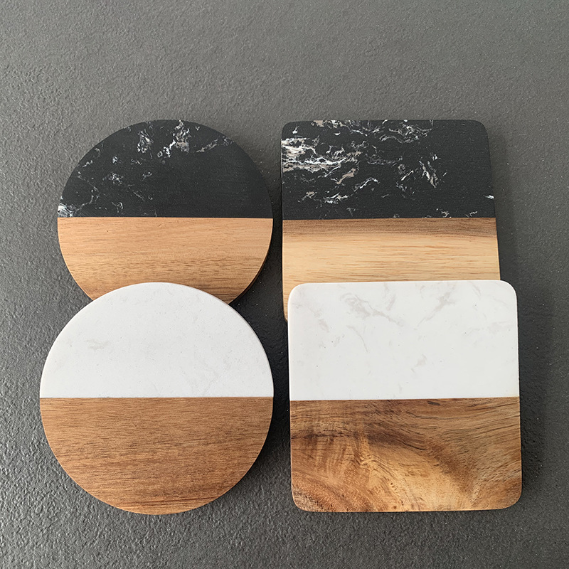 Marble Coaster Set - Posavasos de mármol con costuras de