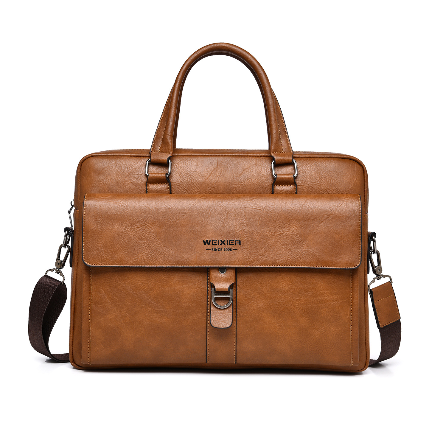 Leather Briefcase - Maletín de Cuero PU Marrón Oscuro