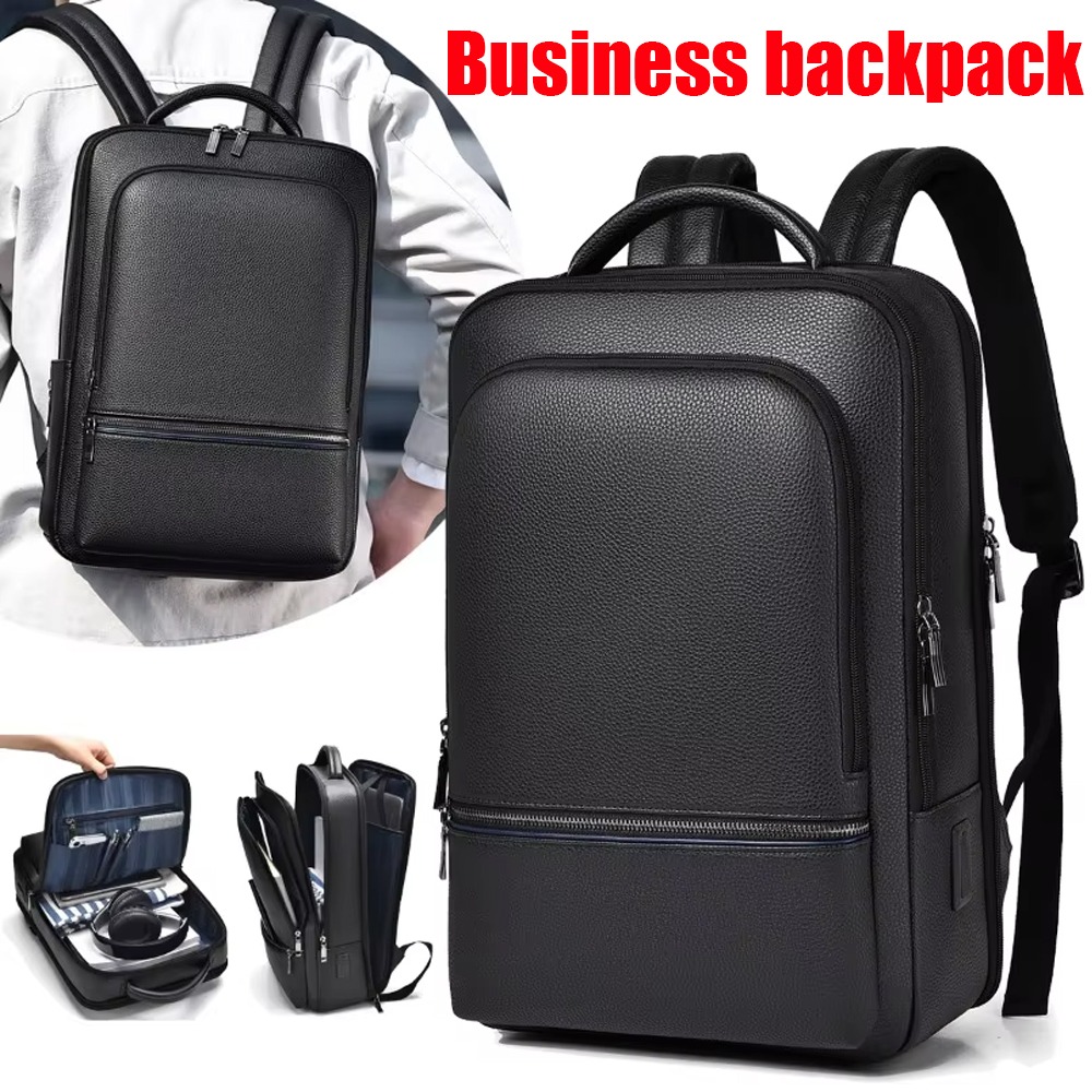 Leather Briefcase - Mochila de cuero PU para hombre,