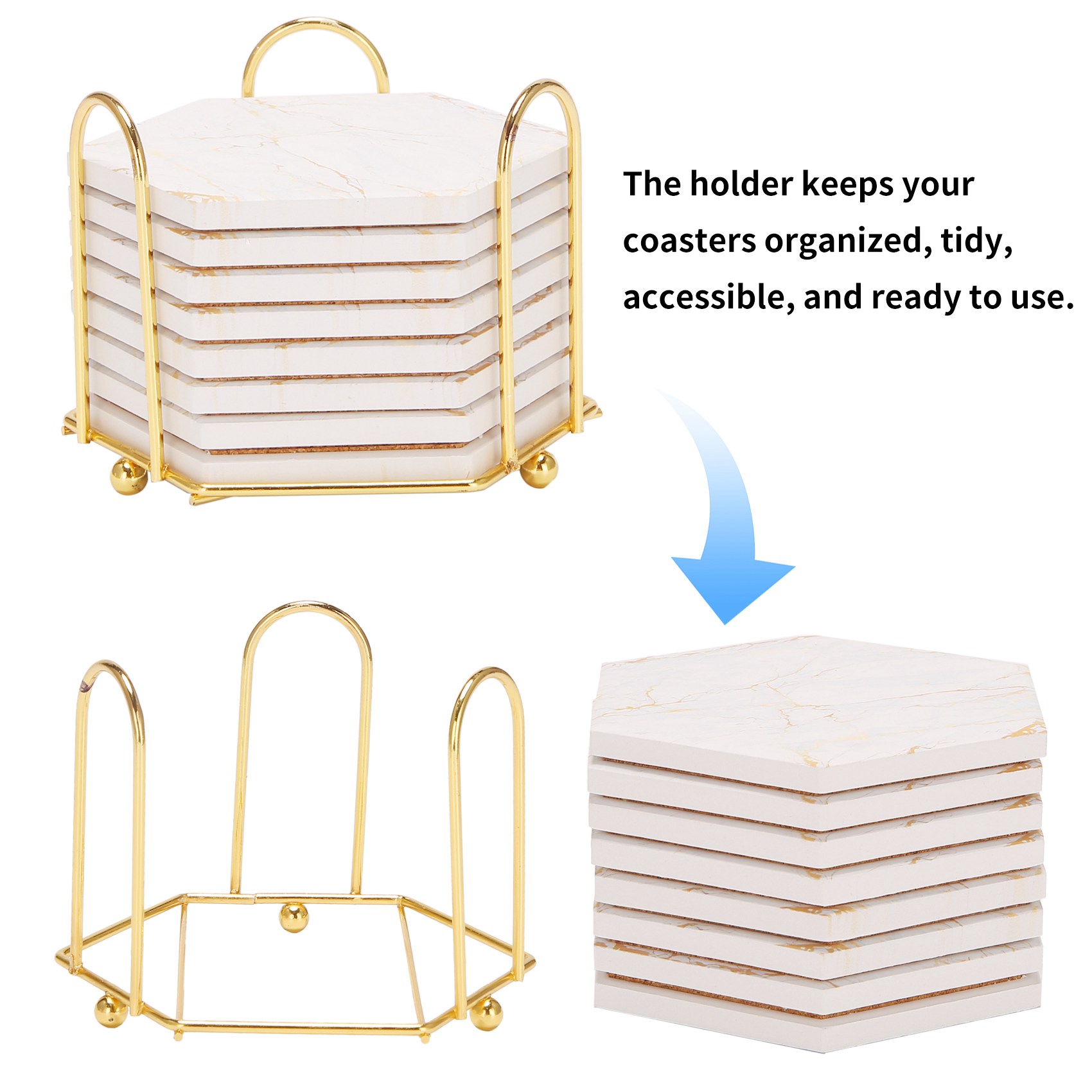 8 posavasos para bebidas absor - Marble Coaster Set reseña y precio