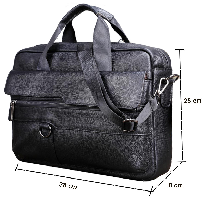 Bolso grande de cuero genuino  - Leather Briefcase reseña y precio