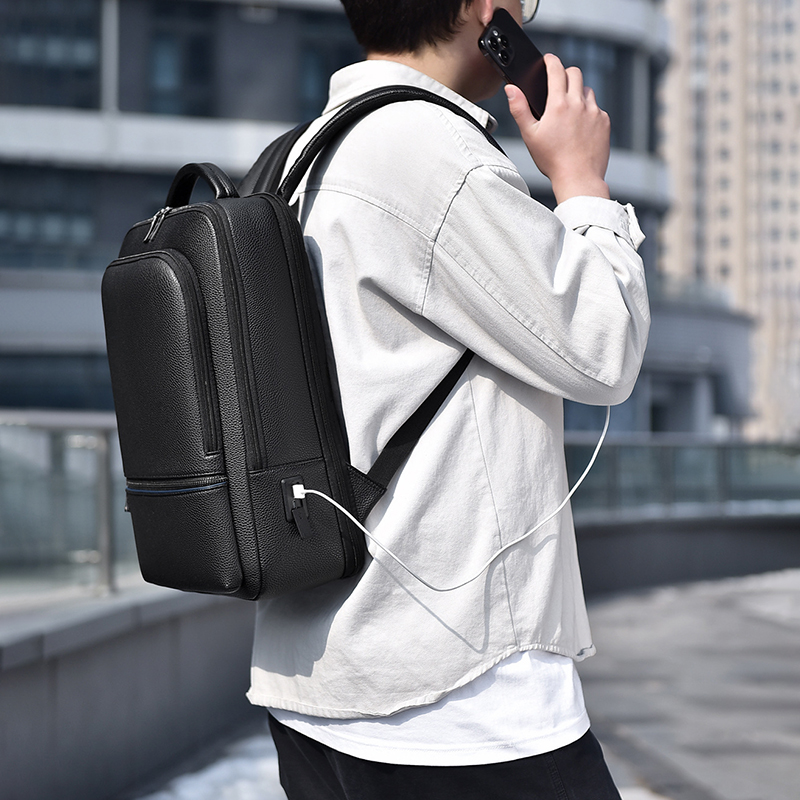 Mochila De Cuero PU con carga  - Leather Briefcase reseña y precio
