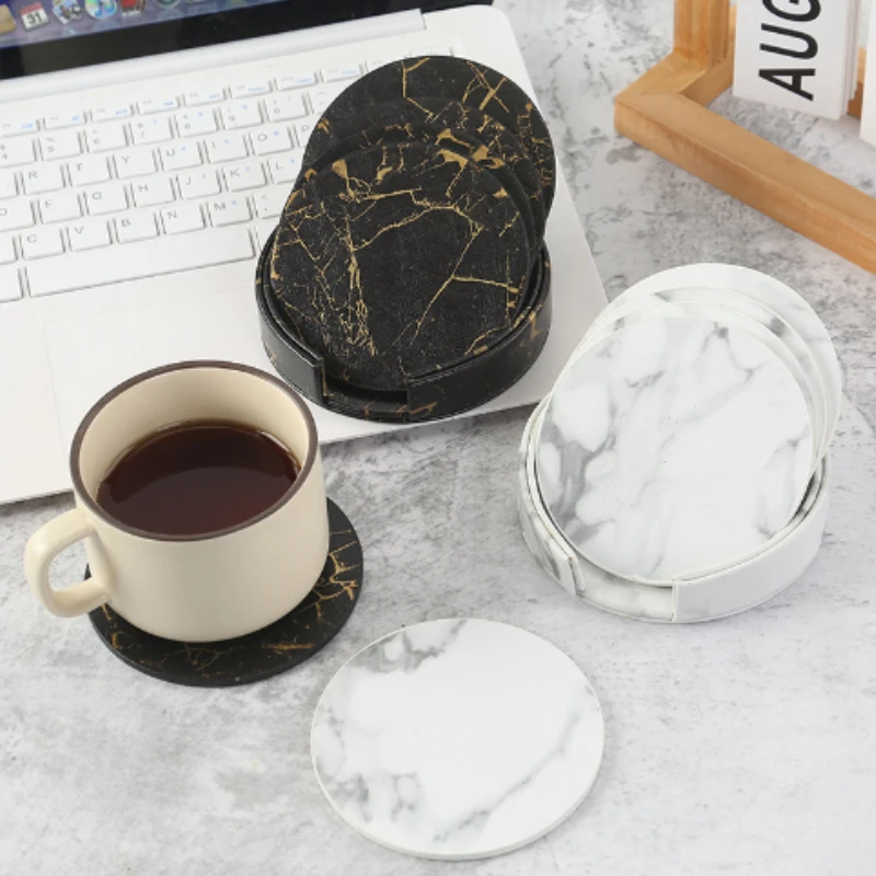 Posavasos de mármol de cuero A - Marble Coaster Set reseña y precio