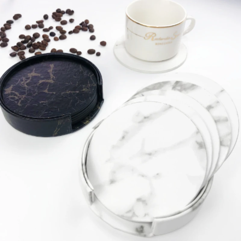 Posavasos de mármol de cuero A - Marble Coaster Set reseña y precio