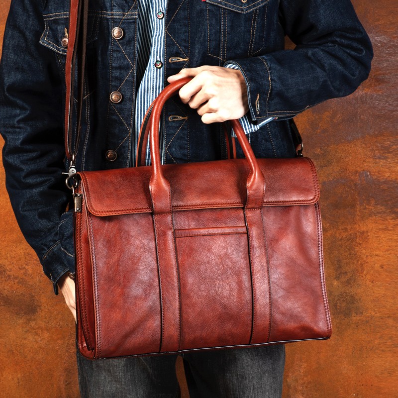 Bolso de mano de cuero curtido - Leather Briefcase reseña y precio