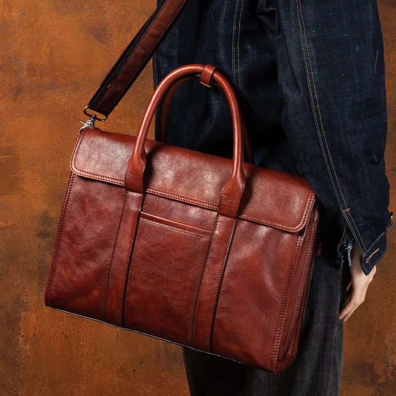 Bolso de mano de cuero curtido - Leather Briefcase reseña y precio