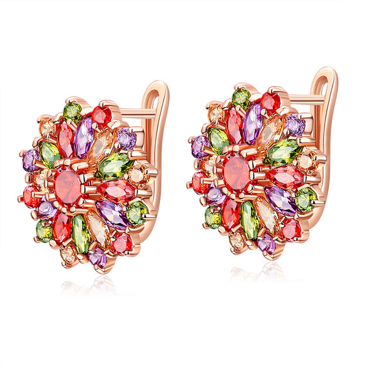 Pendientes de flor de cristal  - Gold Plated Jewelry reseña y precio