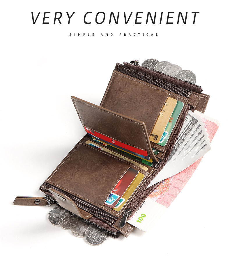 Cartera corta delgada de cuero - Leather Wallet Men reseña y precio