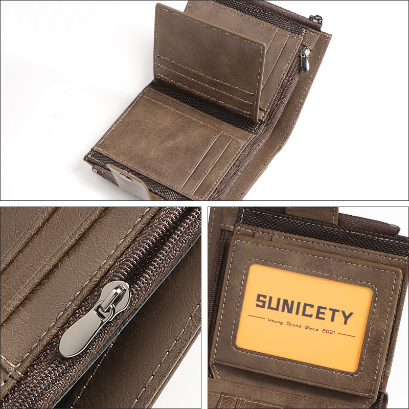 Cartera corta delgada de cuero - Leather Wallet Men reseña y precio