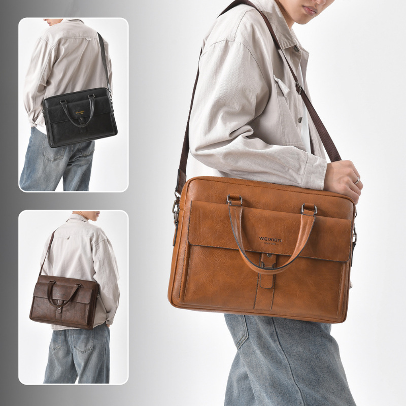 Maletín de Cuero PU Marrón Osc - Leather Briefcase reseña y precio