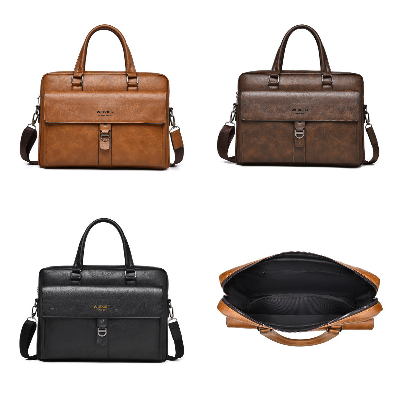 Maletín de Cuero PU Marrón Osc - Leather Briefcase reseña y precio