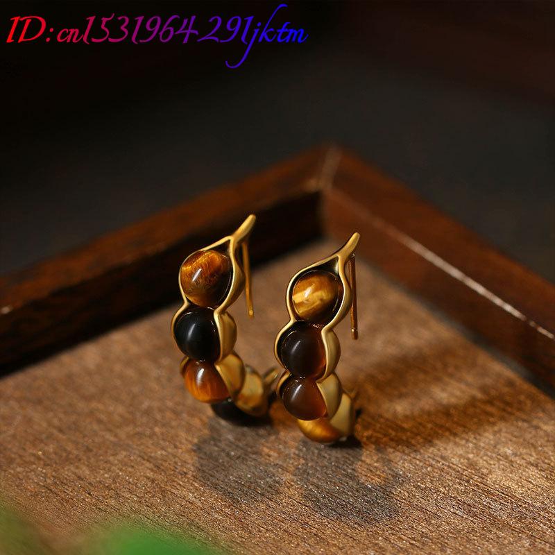 Pendientes de ojo de tigre con - Gold Plated Jewelry reseña y precio