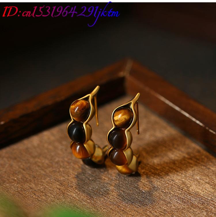 Pendientes de ojo de tigre con - Gold Plated Jewelry reseña y precio